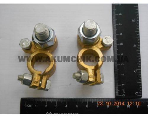 Клеми акумулятора універсальні, болтовий затискач (латунь) Ø 12