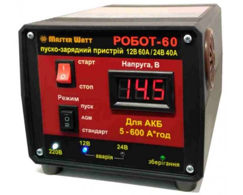 Автоматичний інтелектуальний пуско-зарядний пристрій РОБОТ-60 для акумуляторів 12-24В РОБОТ-60